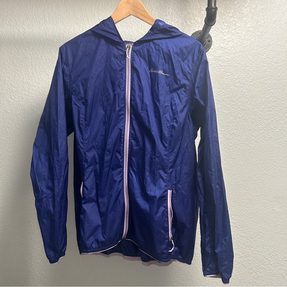 Eddie Bauer Rain Jacket Windbreaker Women’s Size Large Blue/Purple Zip up - Picture 1 of 6
